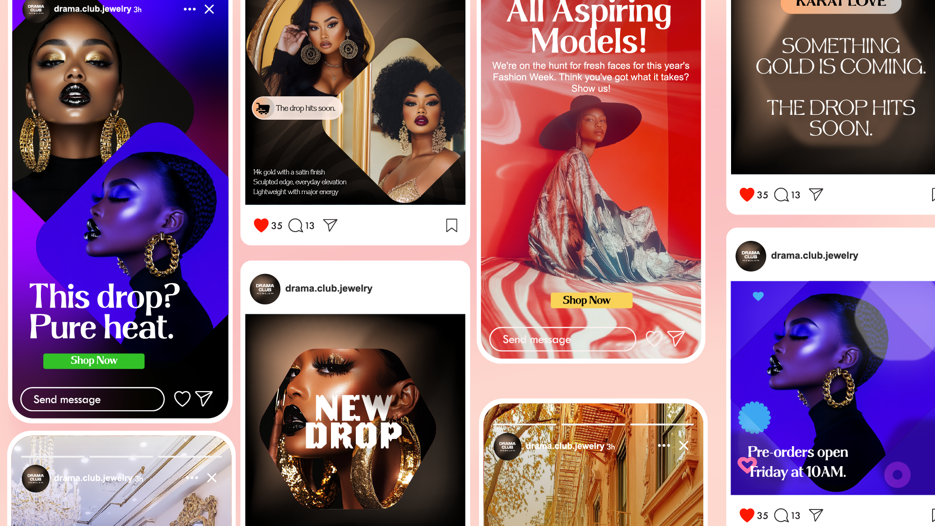 Project Illustration for a Social media campaign visual for Drama Club Jewelry