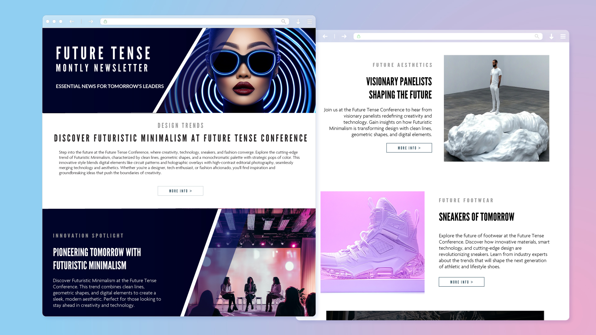 Promotional visual identity for speculative tech-forward event