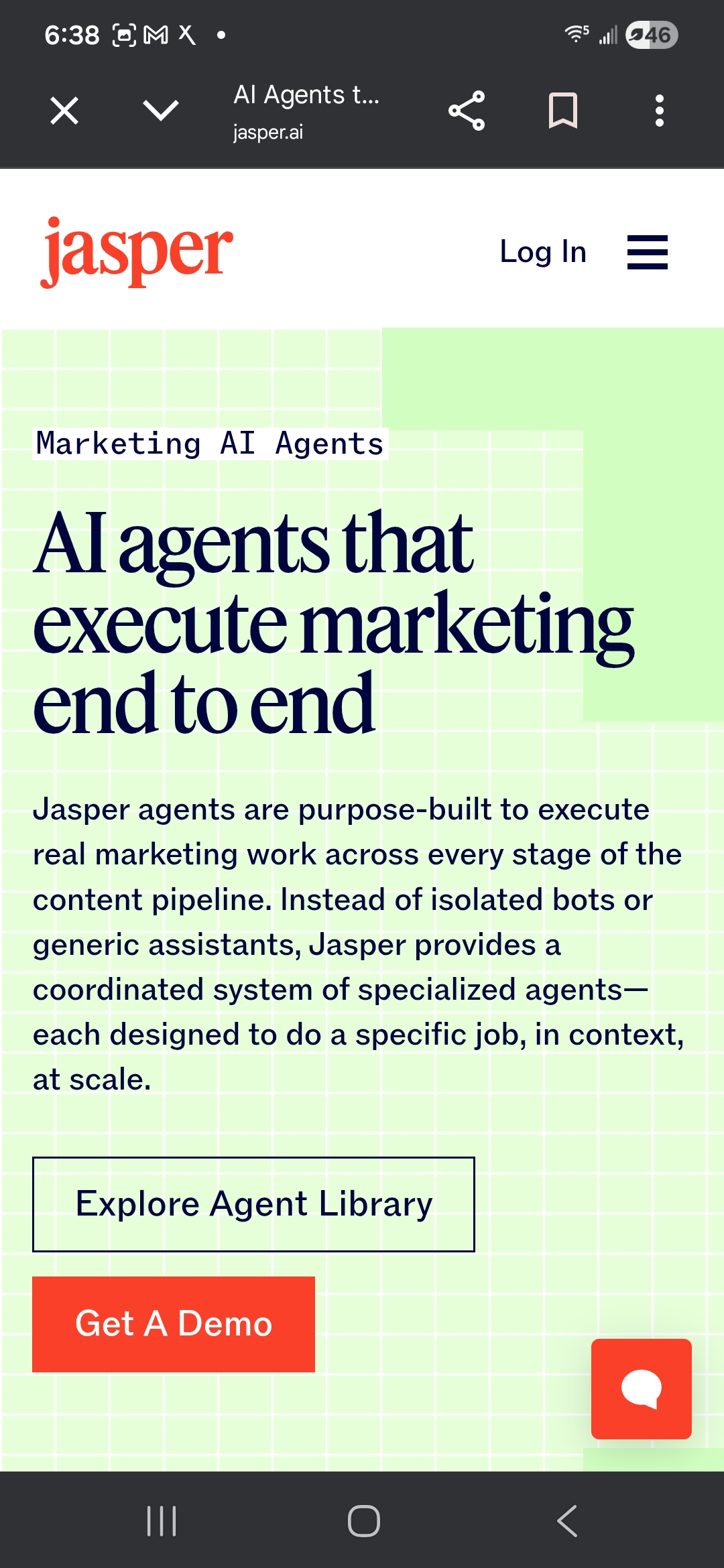 Jasper mobile — CTA stack with clean button hierarchy